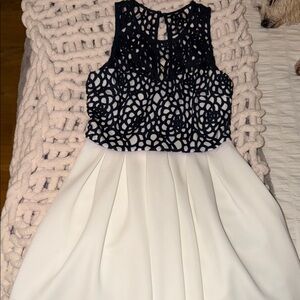 Sequin Hearts Navy and White Formal Kids Dress